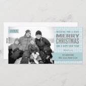 Aqua Winter Geruite Kerstkaart Merry Christmas (Voorkant / Achterkant)