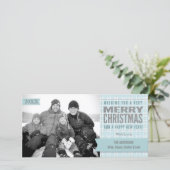 Aqua Winter Geruite Kerstkaart Merry Christmas (Staand voorkant)