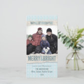 Aqua Winter Plaid Kerstmis/Helder Kerstkaart (Staand voorkant)