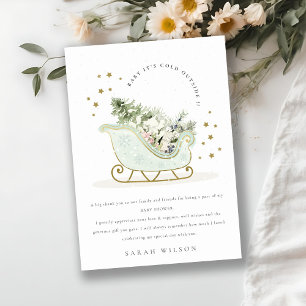 Aqua Winter Sleigh zijn koude buitenste Baby showe Bedankkaart