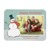 Aqua Winter Snowman Prettige feestdagen Foto Magneet (Horizontaal)