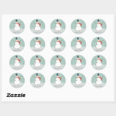  Aqua Winter Snowman Prettige feestdagen Ronde Sticker (Vel)