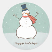  Aqua Winter Snowman Prettige feestdagen Ronde Sticker (Voorkant)