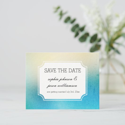 Aqua Wit bewaar de datum Save The Date (Staand voorkant)