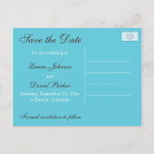Aqua, wit, bruin Damask Save the Date Kaart (Achterkant)