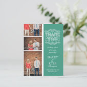  Aqua & Wit Dank u Foto Post Kaart (Staand voorkant)