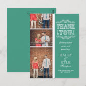  Aqua & Wit Dank u Foto Post Kaart (Voorkant / Achterkant)