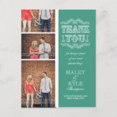  Aqua & Wit Dank u Foto Post Kaart (Voorkant)