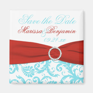 Aqua, Wit, en Rode Damask sparen de Magnet van de 