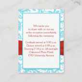 Aqua, wit en rood Damask Enclosure Kaart (Achterkant)