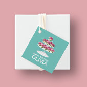 Aqua Wit En Roze Cupcake Toren Gelukkige Verjaarda Bedankjes Labels