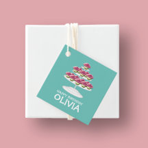 Aqua Wit En Roze Cupcake Toren Gelukkige Verjaarda