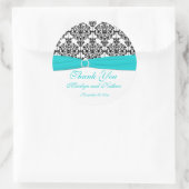 Aqua, wit en zwart Damask 3" ronde Sticker (Tas)