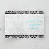 Aqua, Wit en Zwart Damast Dankkaart Bedankkaart (Binnen)