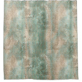 Aqua Wit Goud Snake Print Douchegordijn (Voorkant)