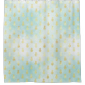 Aqua Wit Goud Tropische Glam Ananas Douchegordijn (Voorkant)