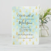 Aqua Wit Goud Tropische Glam Ananas Kaart (Staand voorkant)