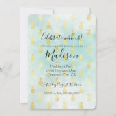 Aqua Wit Goud Tropische Glam Ananas Kaart (Voorkant)