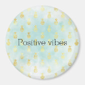 Aqua Wit Goud Tropische Glam Ananas Magneet (Voorkant)