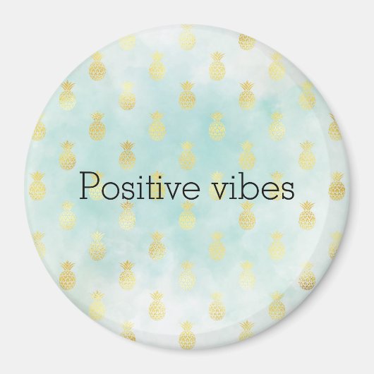 Aqua Wit Goud Tropische Glam Ananas Magneet (Voorkant)