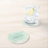 Aqua Wit Goud Tropische Glam Ananas Ronde Kartonnen Onderzetter (Insitu)