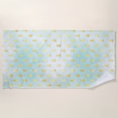 Aqua Wit Goud Tropische Glam Ananas Strandlaken (Voorkant)