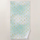 Aqua Wit Goud Tropische Glam Ananas Strandlaken (Voorkant)