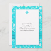 Aqua, Wit, Grijs Sneeuwvlokken Dankkaart- Plat Kaart (Achterkant)