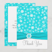 Aqua, Wit, Grijs Sneeuwvlokken Dankkaart- Plat Kaart (Voorkant / Achterkant)