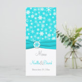 Aqua, Wit, Grijs Sneeuwvlokken Menu Kaart (Staand voorkant)