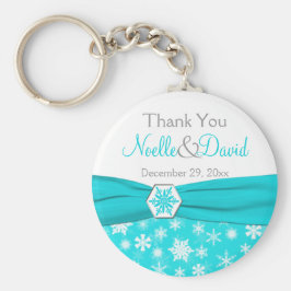 Aqua, Wit, Grijs Snowflake Dank je Sleutelhanger