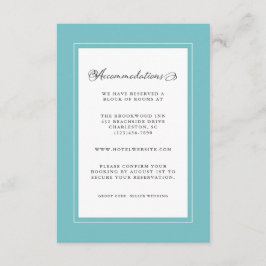 Aqua & Wit Huwelijksdetail Moderne Chic Randen Informatiekaartje