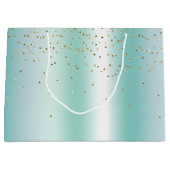 Aqua Wit Mint Goud Confetti Kerstmis Groot Cadeauzakje (Voorkant)