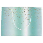 Aqua Wit Mint Goud Confetti Kerstmis Groot Cadeauzakje (Achterkant)