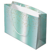 Aqua Wit Mint Goud Confetti Kerstmis Groot Cadeauzakje (Achterkant Gekanteld)