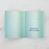 Aqua Wit Mint Goud Confetti Kerstmis Kaart (Binnen)