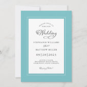 Aqua Witte Bruiloft Elegante Calligrafie Chic Lijs Kaart (Voorkant)