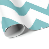 Aqua Witte Chevron Bruidsdouche Cadeaupapier (Rol Hoek)