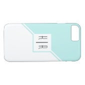 Aqua, witte driehoeken, monogram moderne geometris Case-Mate iPhone case (Achterkant (Horizontaal))