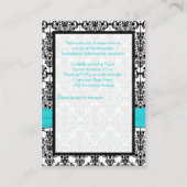 Aqua, Witte en Zwarte Damast Receptie Kaart (Achterkant)