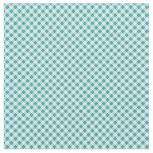 Aqua Witte Gingham Stof (Close Up)