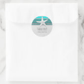 Aqua & Witte Glitter Zeester Strand Bruiloft Favor Ronde Sticker (Tas)