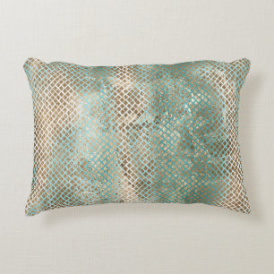 Aqua Witte Gouden Slangenprint Accent Kussen