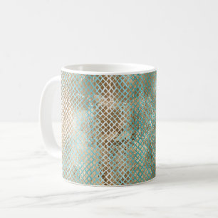 Aqua Witte Gouden Slangenprint Koffiemok
