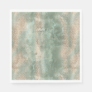 Aqua Witte Gouden Slangenprint Servet