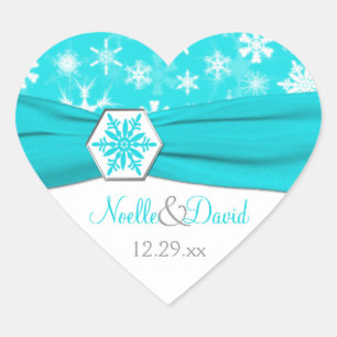 Aqua, witte, grijze sneeuwvlokken bruiloft Sticker