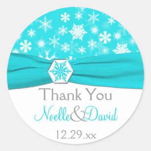 Aqua, witte, grijze sneeuwvlokken bruiloft Sticker
