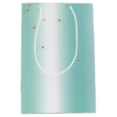 Aqua Witte Mint Gouden Confetti Kerstmis Medium Cadeauzakje (Voorkant)