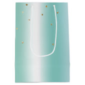 Aqua Witte Mint Gouden Confetti Kerstmis Medium Cadeauzakje (Achterkant)