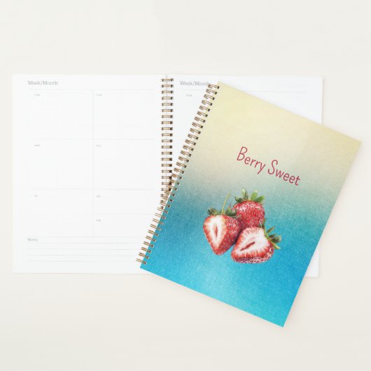 Aqua Witte Ombre Berry Zoete Aardbeien Planner (Display)